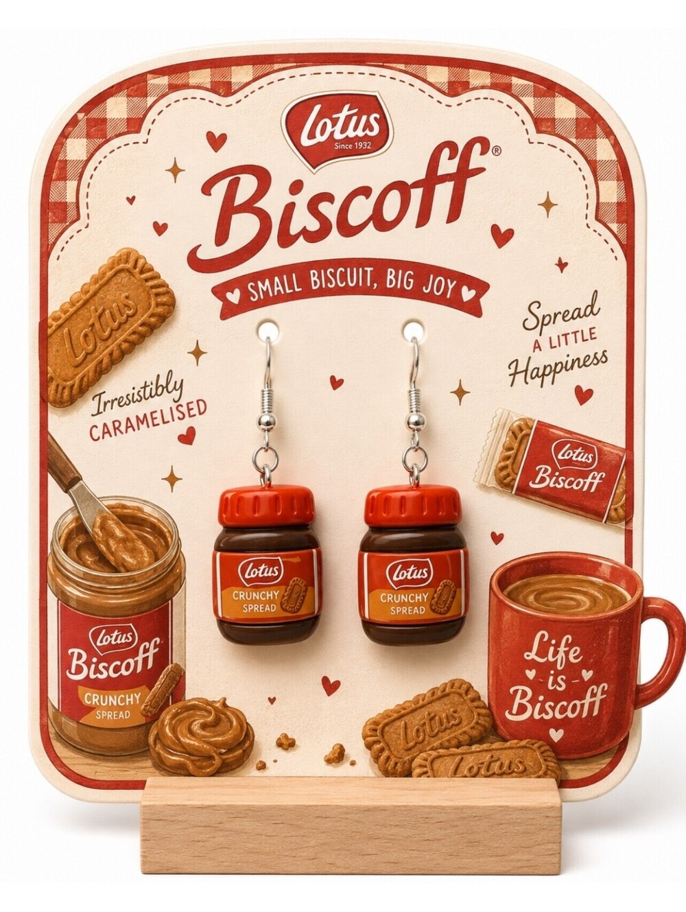 Mini Lotus Biscoff Cookie Butter Jars Foodie Novelty Hypoallergenic Earrings